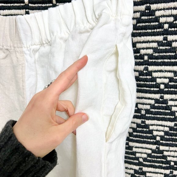 100% linen wide-leg/high-rise/elastic waist pants - Picture 3 of 16